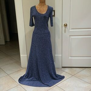 LuLaRoe Elegant Sparkling Blue/Silver Maxi Dress